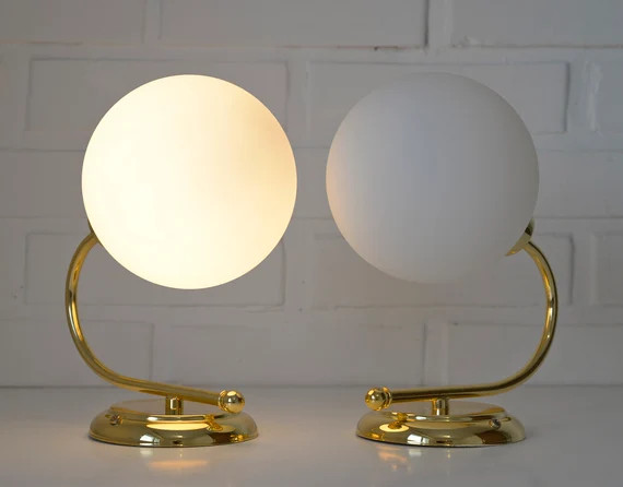 Pair of Vintage Golden Wall Lamps / Retro Sconce Light from 90's / Wall Bedside Light Fixture | Etsy (US)