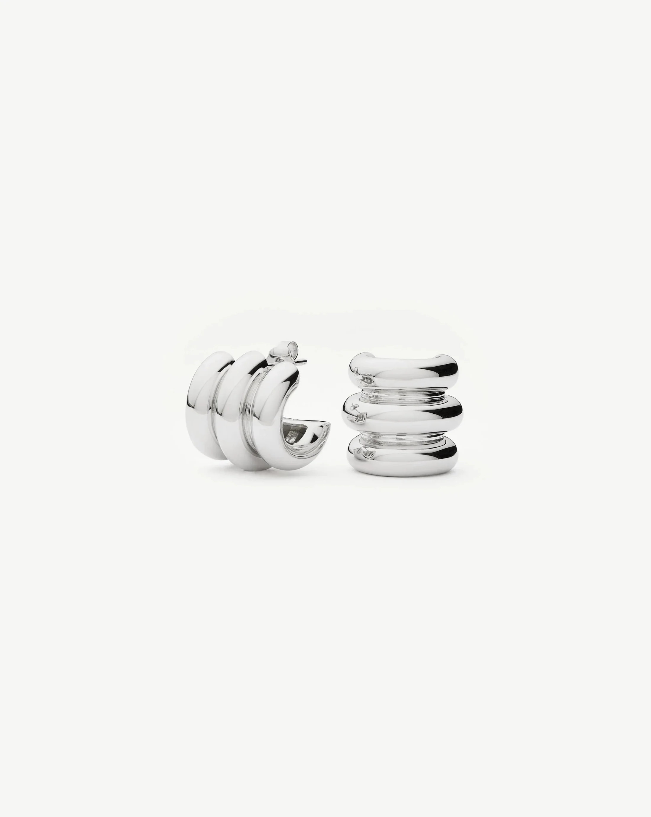 Chubby Triple Small Hoop Earrings | Silver Plated | Missoma UK