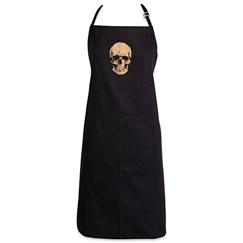 DII Happy Halloween Collection Goth Style Spooky Kitchen Apron, One Size, Gold Skull | Amazon (US)