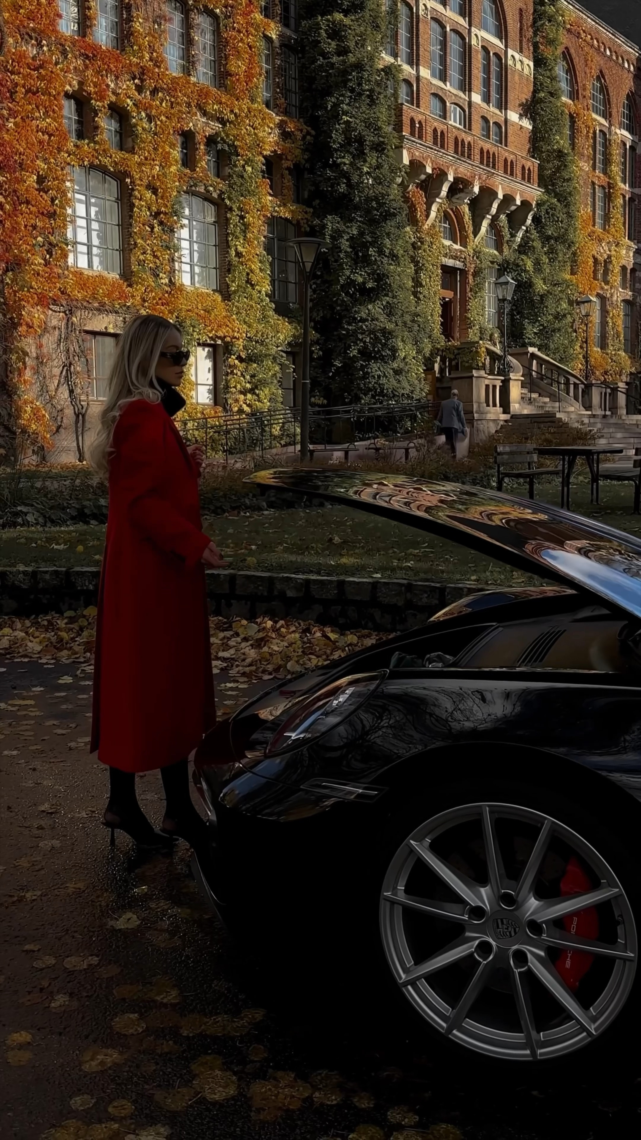Classy outfit, red coat, Porsche aesthetic, long red coat, fall trends, fall trendy elegant look, high heels, leather black High heels, black leather bag, Celine sunglasses, autumn chic, november outfit inspiration, women fashion, elegant outfit, office look

#LTKstyletip #LTKVideo #LTKSeasonal