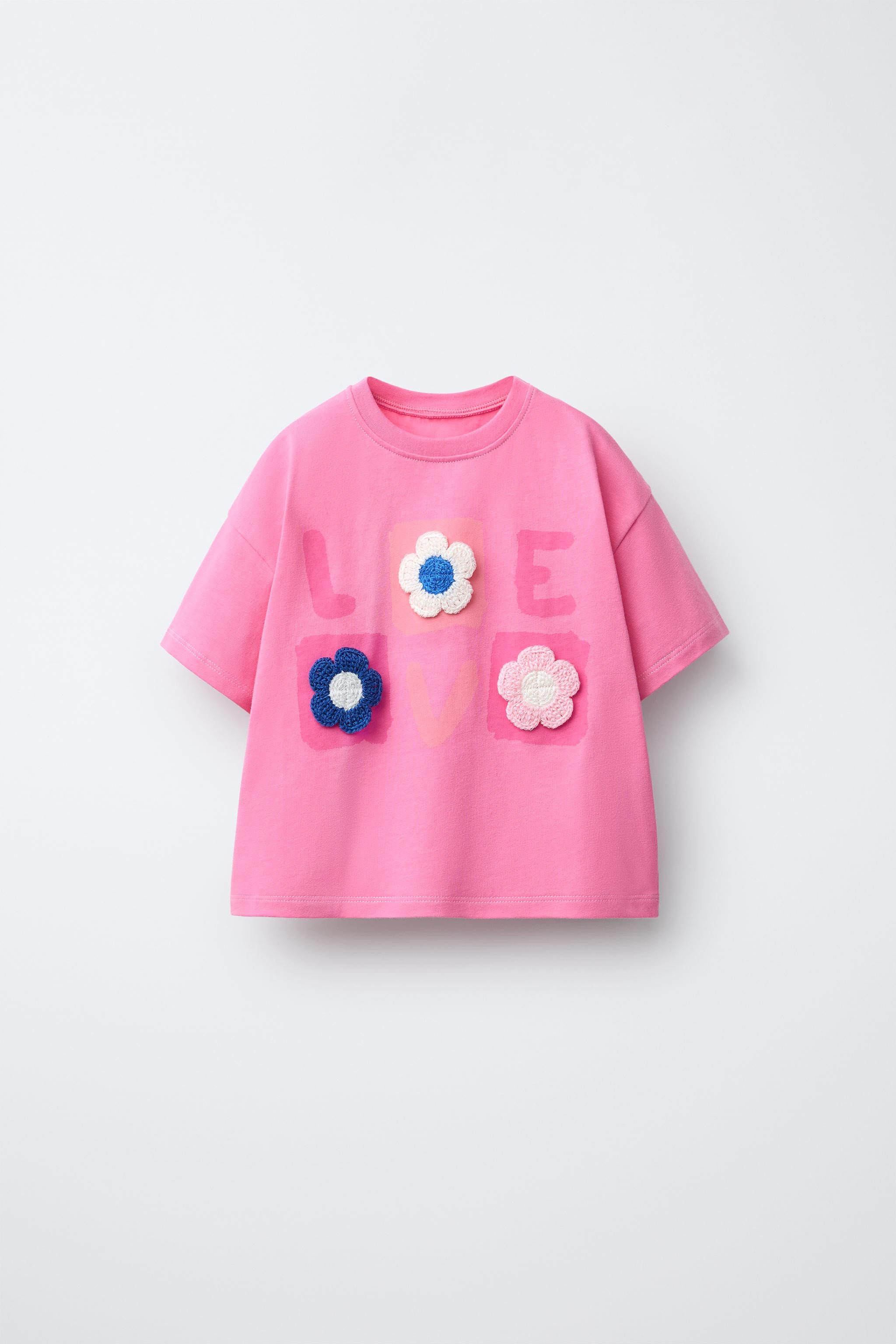 CROCHET FLORAL APPLIQUÉ T-SHIRT | Zara US