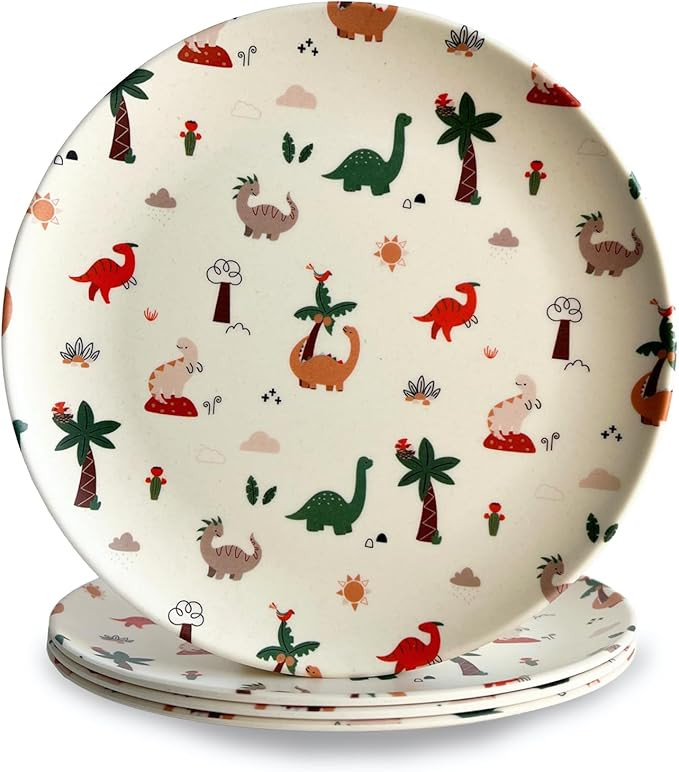 Nook Theory 4-Pack Bamboo Fiber Dinner Plates - Alternative for Plastic Plates, Toddler & Kids Pl... | Amazon (US)