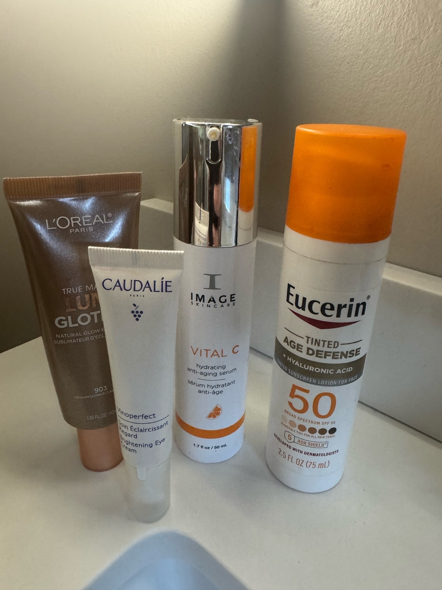 Current am skin care - natural makeup

Caudalie - eye cream is fantastic! I’ve noticed a big difference in the texture and darkness I had 
Eucerin spf- dupe for the Peter Thomas Roth tinted spf for a quarter of the price!
L’Oréal lumi- light coverage, glowy skin 
Vital c- brightening vitamin c, I have drastically improved my melasma using this for years!

#LTKgrwm #LTKdayinmylife #LTKmorningroutine