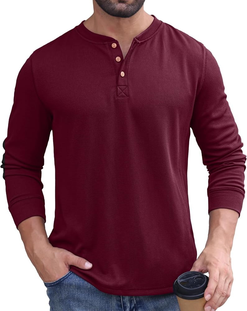 Sailwind Men's Waffle Henley Shirts Long Sleeve Button T-Shirt Casual Stylish Lightweight Pullove... | Amazon (US)