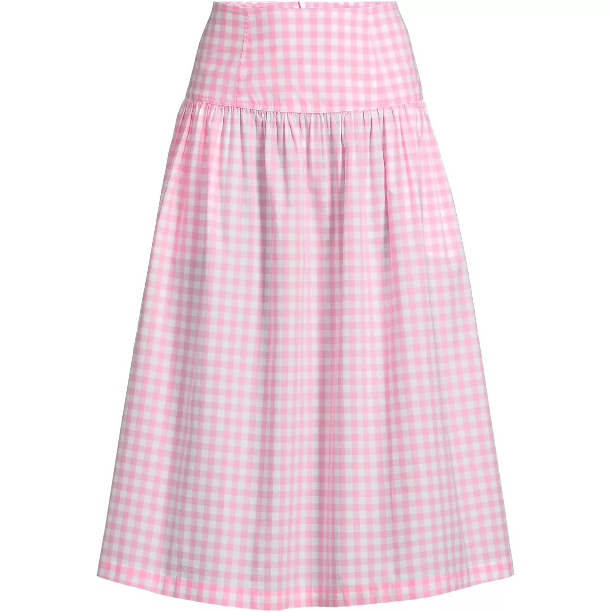 Women's Poplin Drop Waist Midi Skirt - Set Bottom | Lands' End (US)