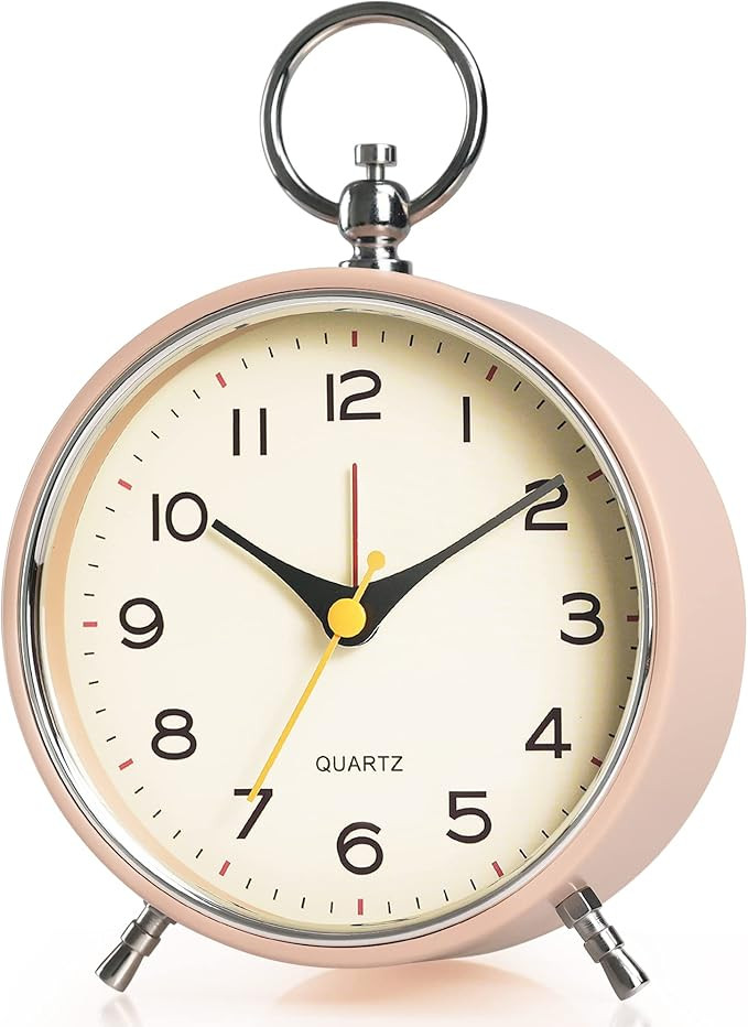 AYRELY Analog Metal Retro Alarm Clock with Light,Snooze Silent No Ticking Desk Clock Battery Oper... | Amazon (US)