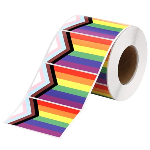 SANNIX 500Pcs Pride Stickers Roll, 2 x 1.2 Inch Progress Pride Rainbow Flag Stickers Decal, LGBTQ Stickers, Self Adhesive Rectangle Sticker for LGBTQ Pride Month Parades Event | Amazon (US)