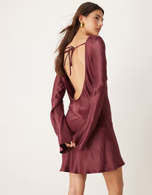 ASOS DESIGN angel sleeve low back mini dress | ASOS | ASOS (Global)