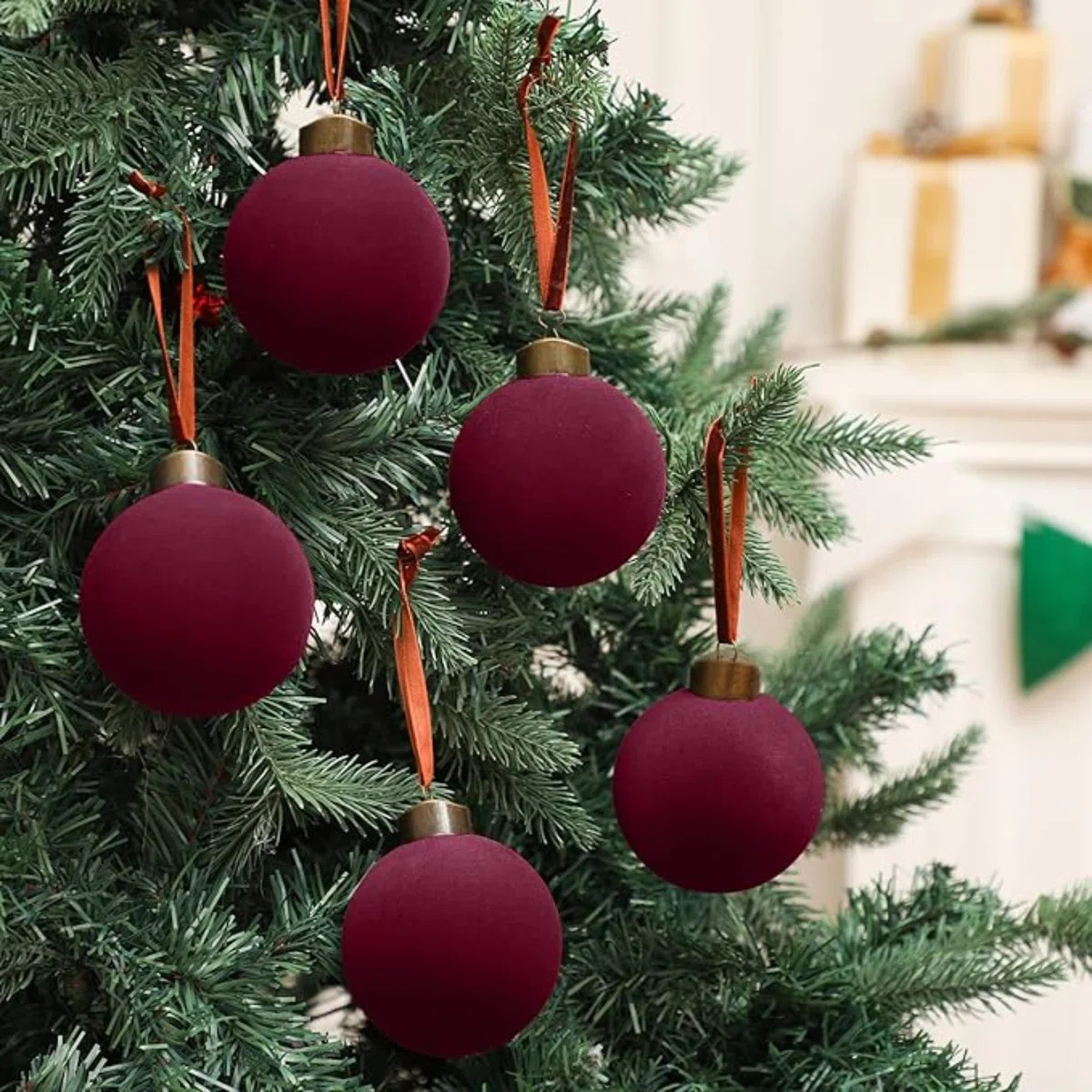 15Pcs Velvet Christmas Ornaments Balls Bulk For Christmas Tree Decoration 3.15In Big Flocked Xmas... | Wayfair North America