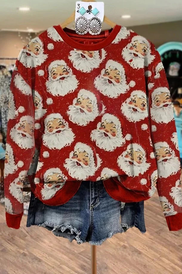 Christmas Women's Pullover Sweatshirt Graphic Claus Fashion Casual Long Sleeve Crew Neck Regular ... | Lightinthebox