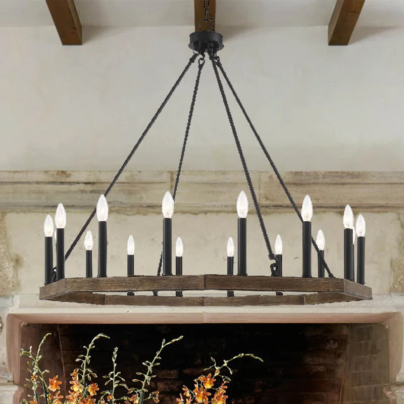 Chasteen 16 - Light Candle Style Wagon Wheel Chandelier | Wayfair North America
