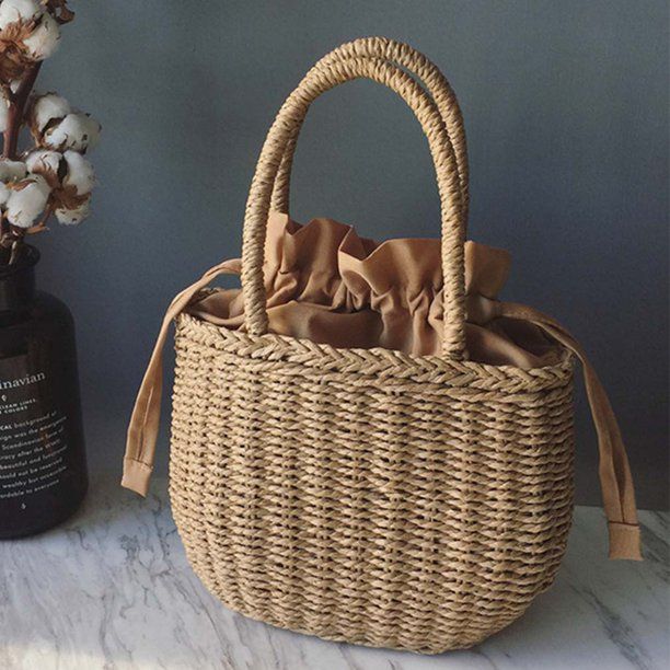 Women Straw Bags Woven Bag Summer Beach Rattan Shoulder Bag Bamboo Bag Handbag | Walmart (US)