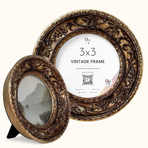 97 Decor Vintage Round Picture Frame 3x3 - Antique Gold Circle Frame 3x3, Small Circular Frames 3 X 3, Tiny Bronze 3x 3 Inch Frames With Glass Front For Tabletop Photo Display And Wall Hanging | Amazon (CA)