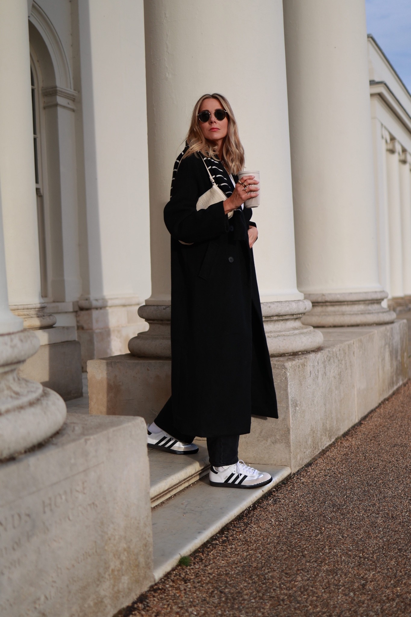 Black coat
Adidas Sambas
Striped knit 
Autumn makeup 
Oversized coat 

#LTKshoecrush #LTKSeasonal #LTKstyletip