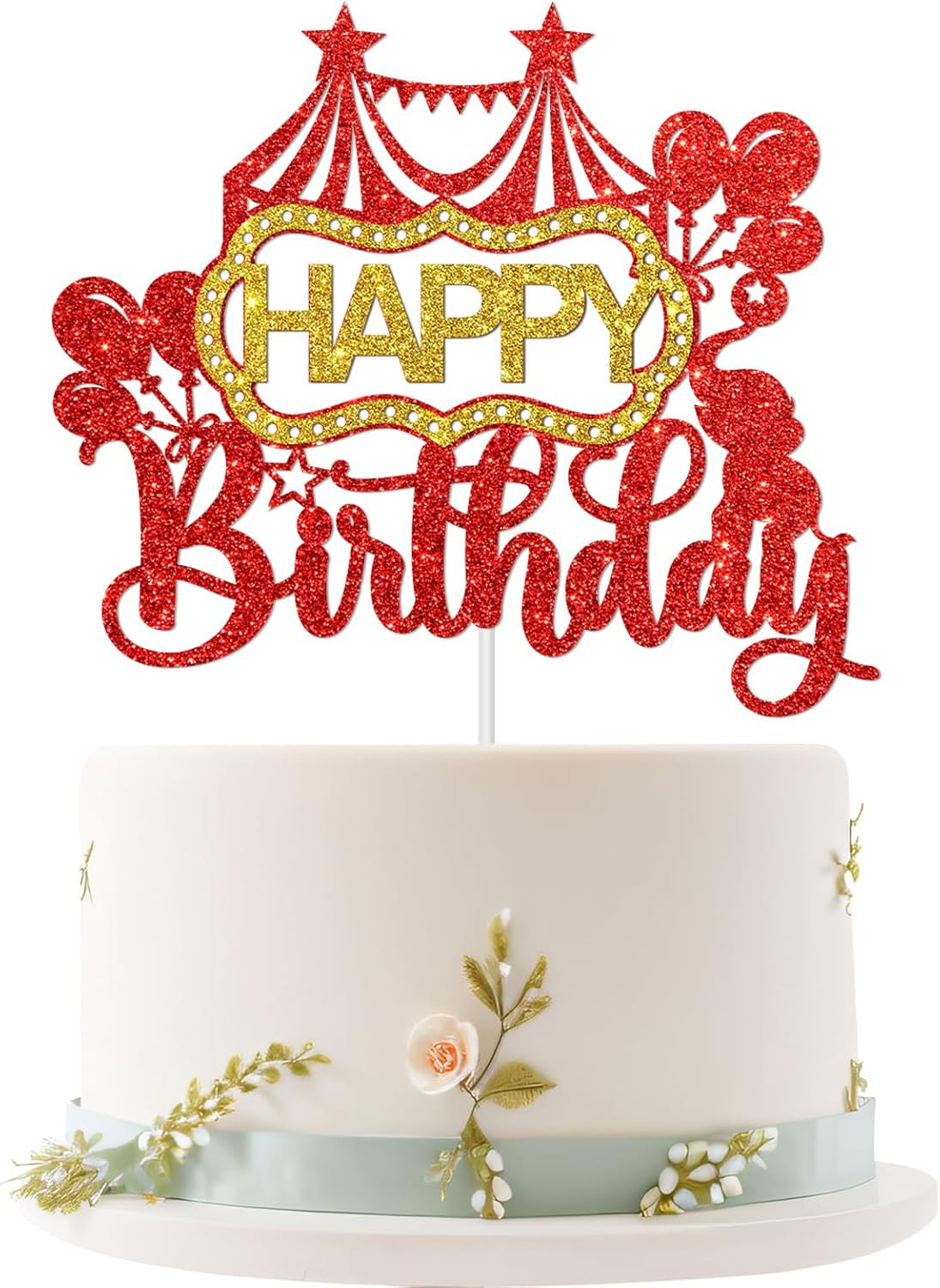 Circus Happy Birthday Cake Topper, Carnival Zoo Animals Themed Birthday Cake Decor, Baby Shower K... | Amazon (US)