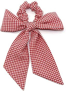 5Pcs Bandana Hair Scrunchies,Solid Color Polka Dot Bow Hie Tie,Chiffon Bow Elastic Hair Bands Hair S | Amazon (US)