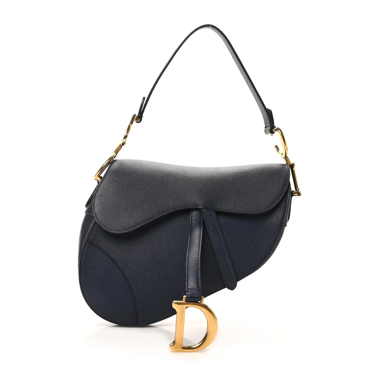 Grained Calfskin Saddle Bag Navy | FASHIONPHILE (US)