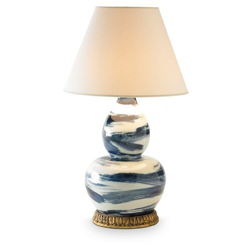 Brushstroke Table Lamp - Blue/White - Bunny Williams Home | Desk Lamp, Bedside Lamp | One Kings Lane