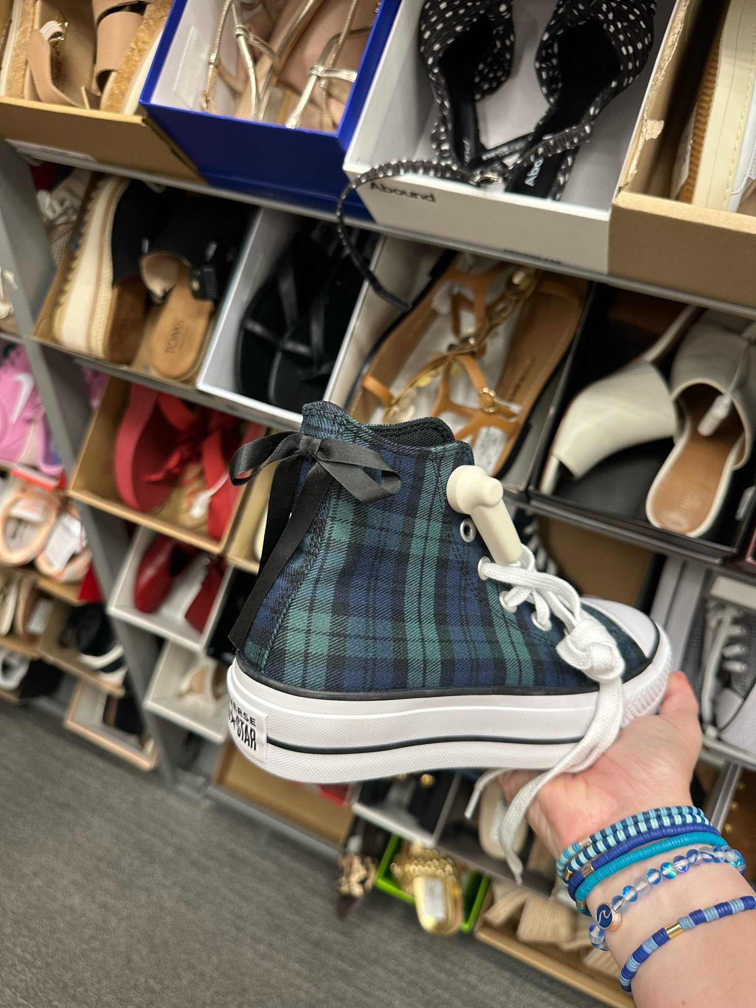 Love these green & navy high top plaid converse! These would be so cute for fall! I love the bow in the back! They range from sizes 5-11 & run large! On sale for $49!

#LTKSaleAlert