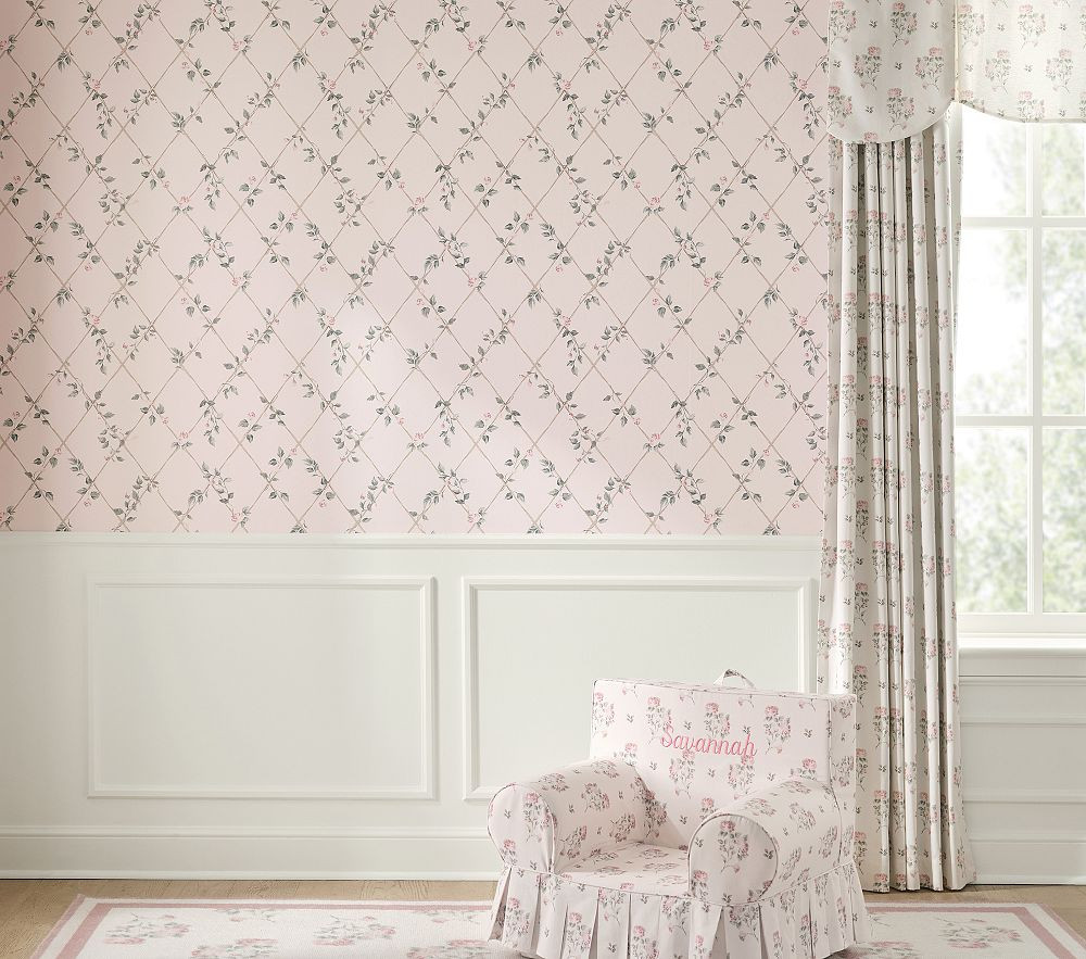 Bria Hammel Rose Lattice Wallpaper | Pottery Barn Kids