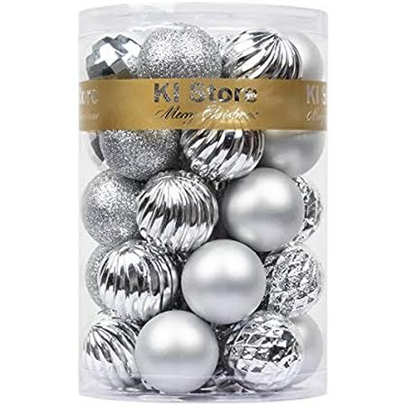 3.15" Big Christmas Ornaments Balls Shatterproof Silver Christmas Ornaments 16 Pcs Silver Ornaments  | Amazon (US)