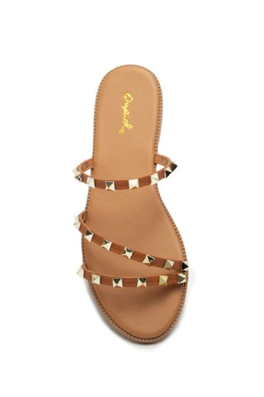Sophia Studded Sandals - Camel | Alexa Reece Boutique