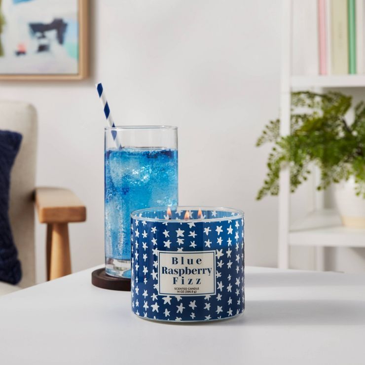 14oz Blue Raspberry Sparkler with Metal Lid Candle Off-White - Threshold™ | Target