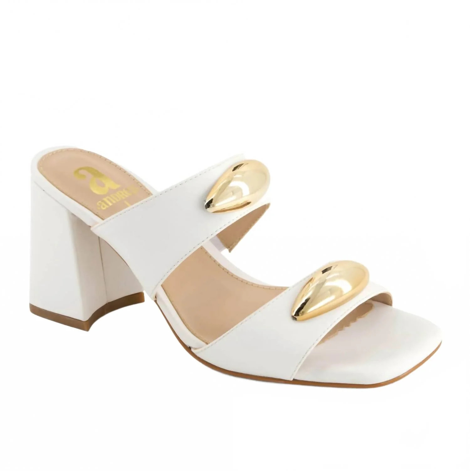 Women's Block Heel Sandal In White | Shop Simon