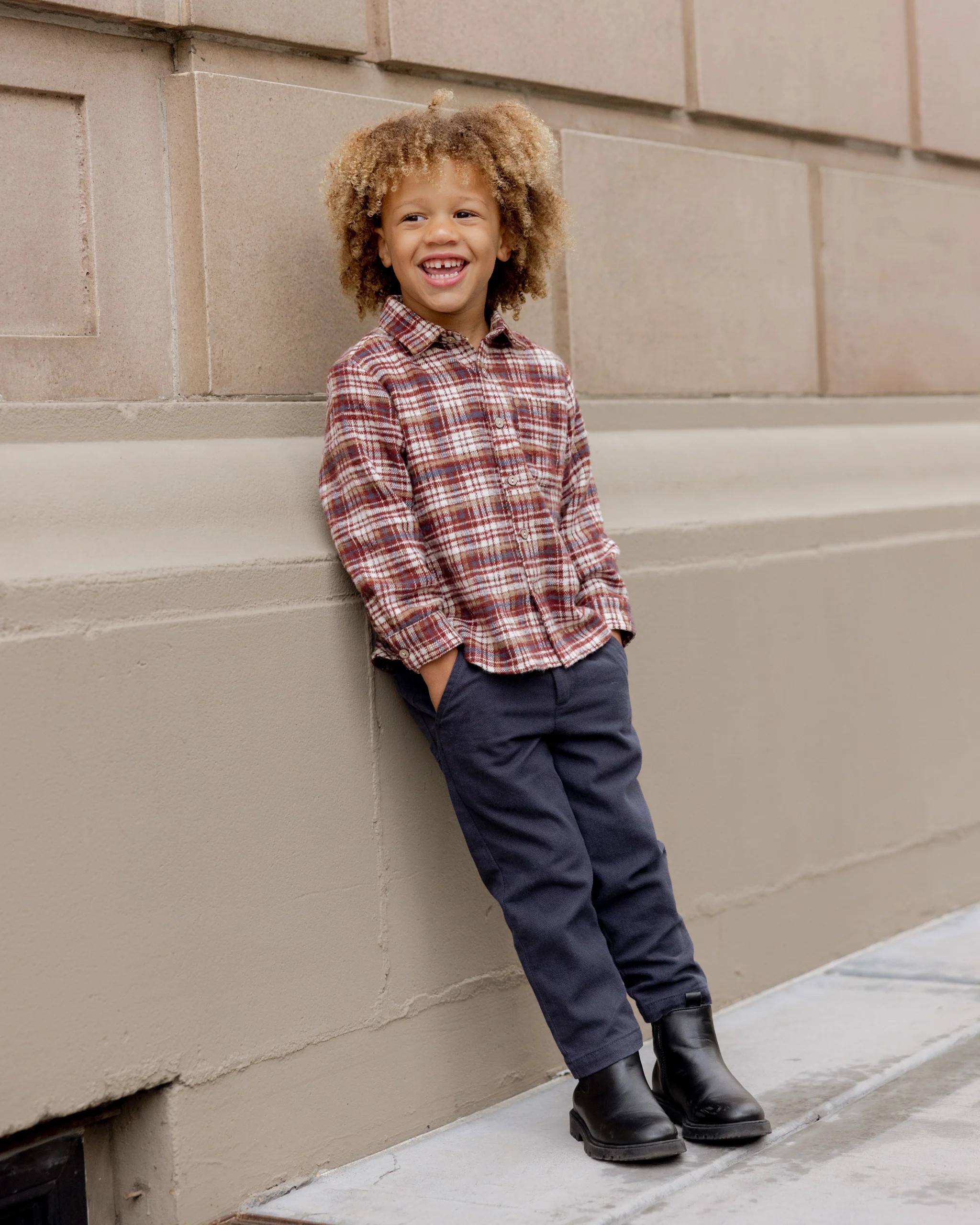 Collared Long Sleeve Shirt || Burgundy Plaid | Rylee + Cru