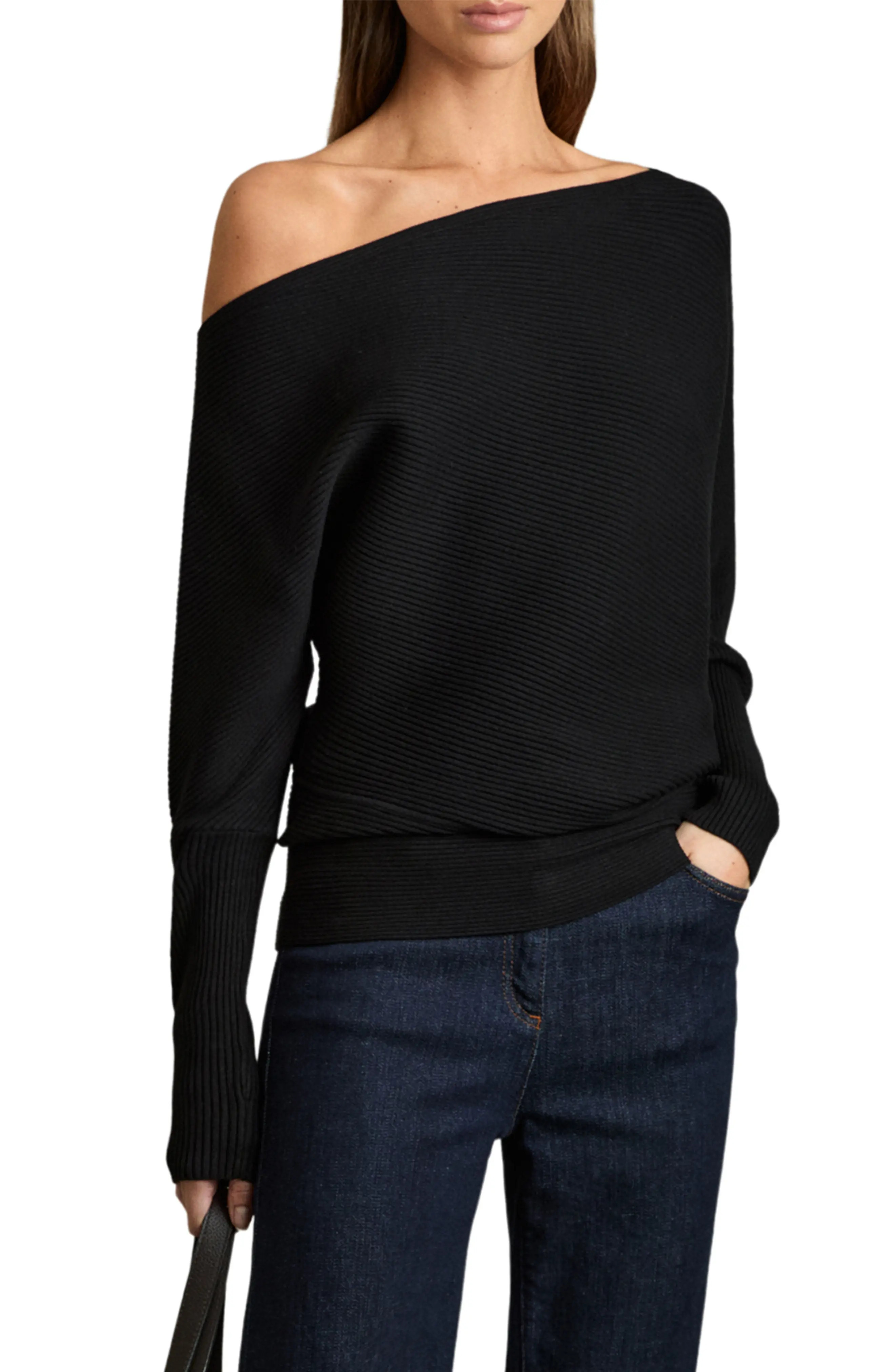 Reiss Lorna Off the Shoulder Rib Sweater (Women) | Nordstrom | Nordstrom