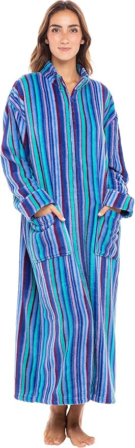 Alexander Del Rossa Long Zip Up Robes for Women, Plush Zipper Robes for Women Plus Size, Housecoa... | Amazon (US)