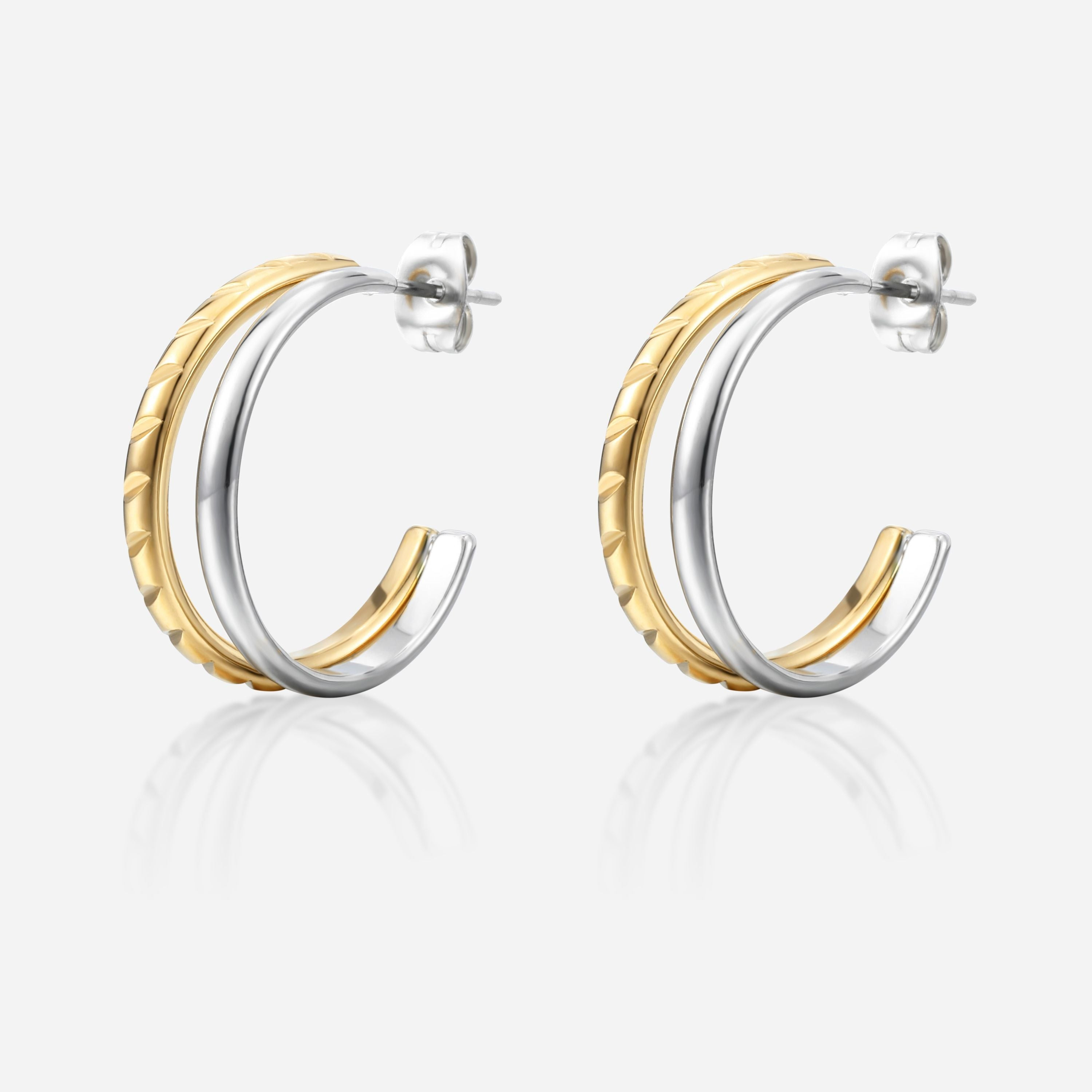 Mia Mixed Metal Double Hoop Earrings | Victoria Emerson