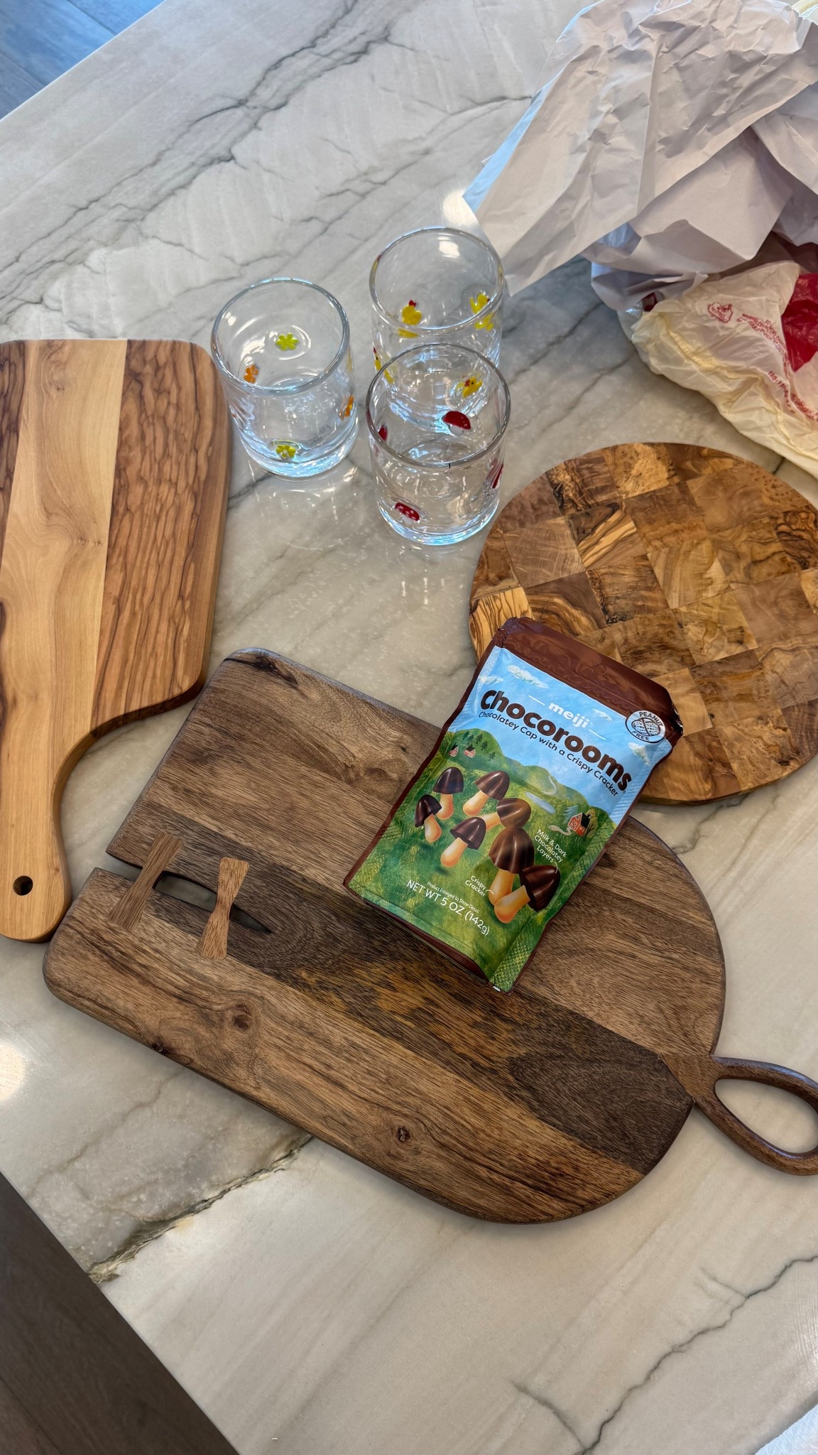 Couldn’t leave World Market without these...gorgeous wood boards for snacks or charcuterie, the cutest little glasses with pops of color, and a bag of Chocorooms because…why not. Such fun pieces to mix into our kitchen. 

#WorldMarketFinds #LTKhome #LTKkitchen #CharcuterieBoard #KitchenFavorites #LTKhostess #HomeStyle #LTKtabletop #EntertainingEssentials #SnackTime