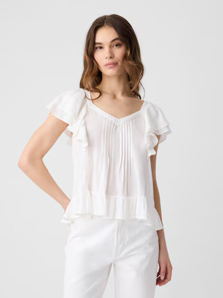 Pintuck Flutter Sleeve Top | Gap Factory