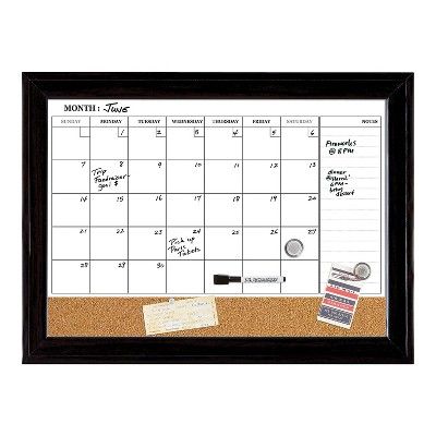 Quartet Magnetic Cork & Dry Erase Calendar Whiteboard Espresso Frame 814928 | Target
