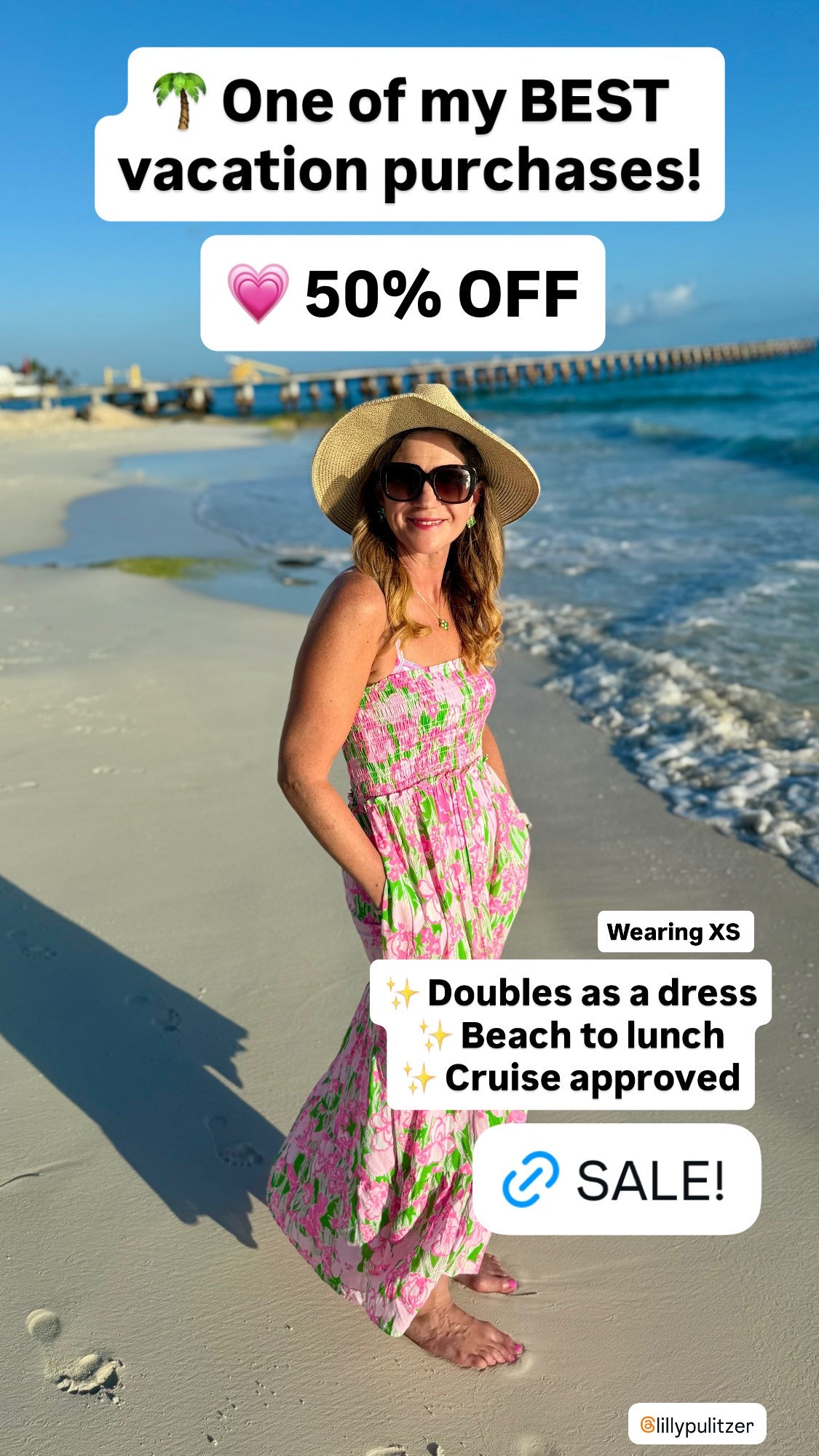 Swim Cover-up 

The cover-up that doesn’t look like a cover-up! 💗🌴

This may be one of the best vacation purchases I’ve ever made!

Most people think it’s just a maxi dress…but it’s actually a Lilly Pulitzer swim cover-up!

I wore it on spring break and packed it again for our Mediterranean cruise because it’s so versatile.

☀️ Throw it over your swimsuit for the beach or pool.
🍹 Wear it to lunch.
🌴 Explore town after the beach.
💕 Or wear it as a beautiful maxi dress all on its own.

Even better…it’s currently 50% OFF during the Lilly Sunshine Sale!

✨ Wearing size XS.
👒 My sun hat is also on sale for only $39!

If you have a cruise or beach vacation planned, this is one of those pieces you’ll wear over and over.

#LillyPulitzer #LillyPulitzerSwim #LillySunshineSale #SwimStyle #BeachVacation #CruiseStyle #ResortWear #VacationStyle #BeachOutfit #TropicalVacation #SpringBreakStyle #TravelFashion #PoolsideStyle #LTKCreator #SummerStyle #BeachFashion #ColorfulStyle #VacationWardrobe #ResortFashion #lillylover2798

Lilly Pulitzer swim
Lilly Pulitzer swimsuit
Lilly Pulitzer cover-up
Lilly Pulitzer maxi dress
Beach vacation outfit
Cruise swimwear
Resort wear
Spring break outfits
Tropical vacation style
Vacation wardrobe
Women’s swimwear
Lilly Sunshine Sale
Beach cover-up
Sun hat
Resort fashion

#LTKTravel #LTKSaleAlert #LTKSwim