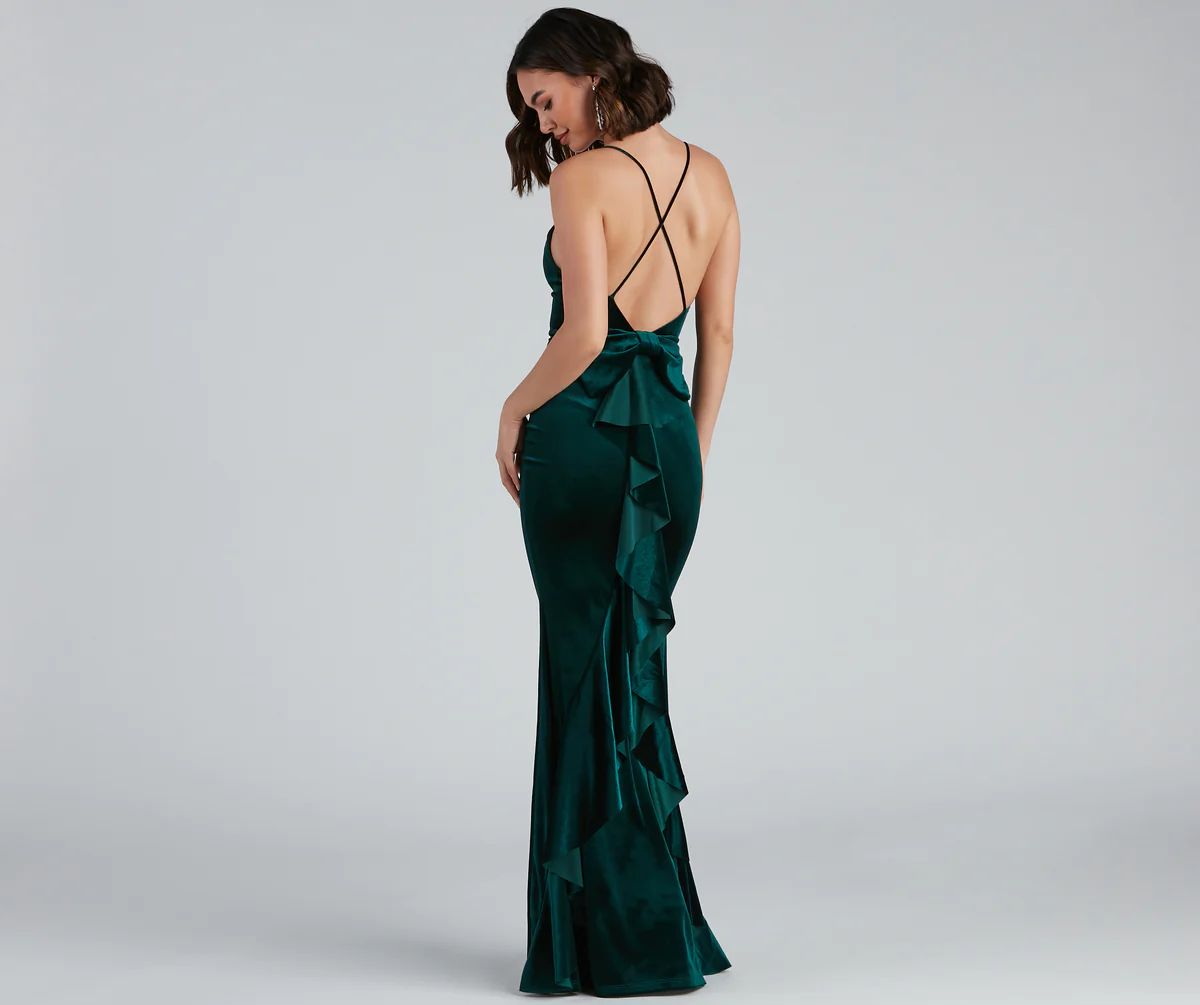 Margot Formal Ruffled Velvet Dress | Windsor Stores