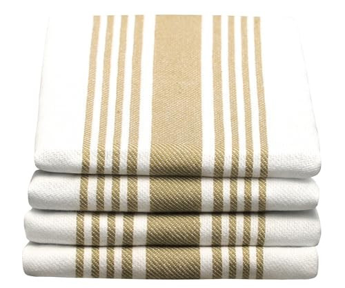 Beige Kitchen Towels, 100% Cotton Dishtowels for Kitchen, Striped Kitchen Towels Pack of 4, Linen Tea & Bar Towels, Linen Kitchen Towels, Beige Dish Towels Hand Drying - Beige 18x28 | Amazon (US)