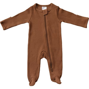 Mebie Baby Rust Organic Cotton Ribbed Zipper | Mebie Baby