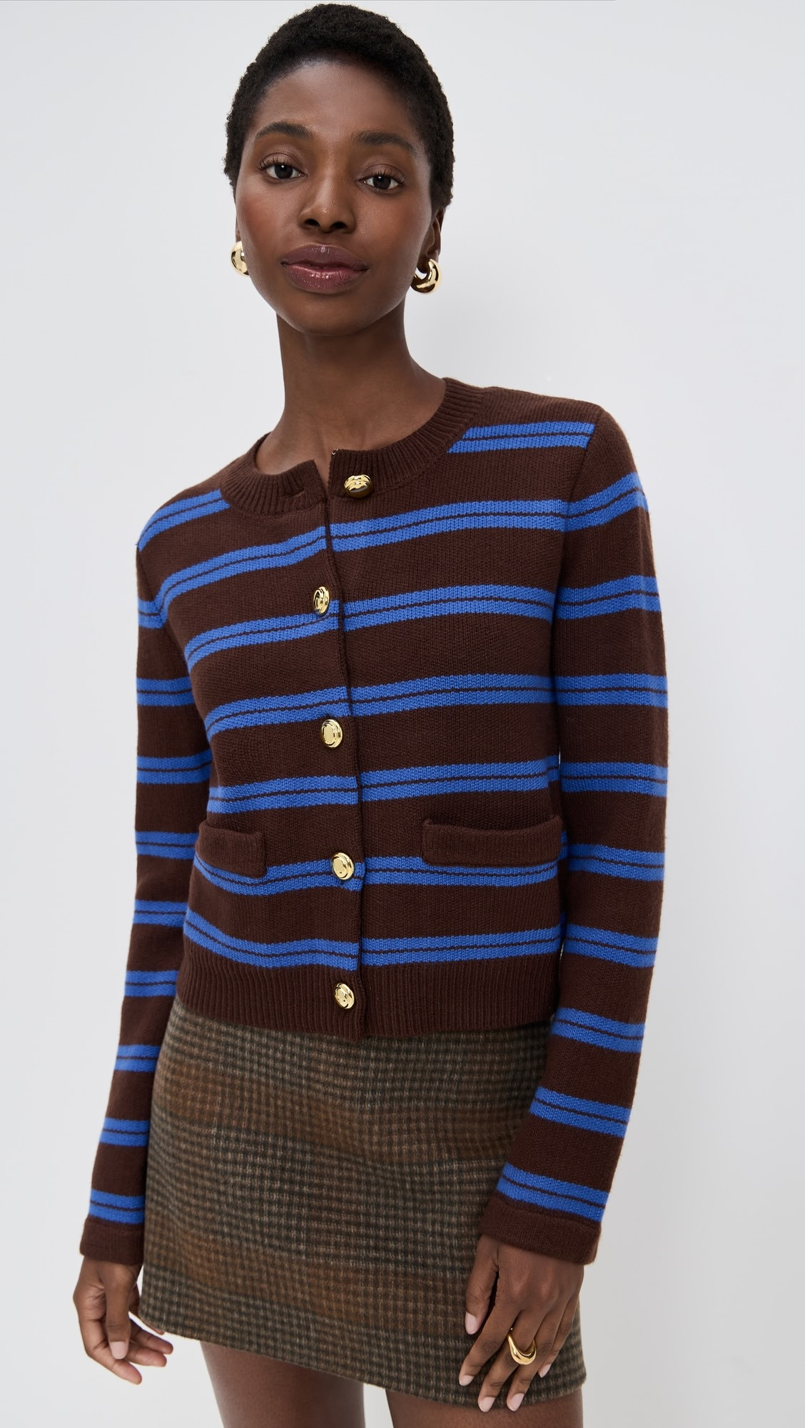 Striped Gold Button Cardigan | Shopbop