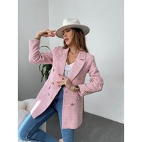 Pink Tweed Jacket Women, Boucle Jacket, Long Blazer, Coat, Korean, Wool Blazer, Luxury Blazer, Oversized | Etsy (US)