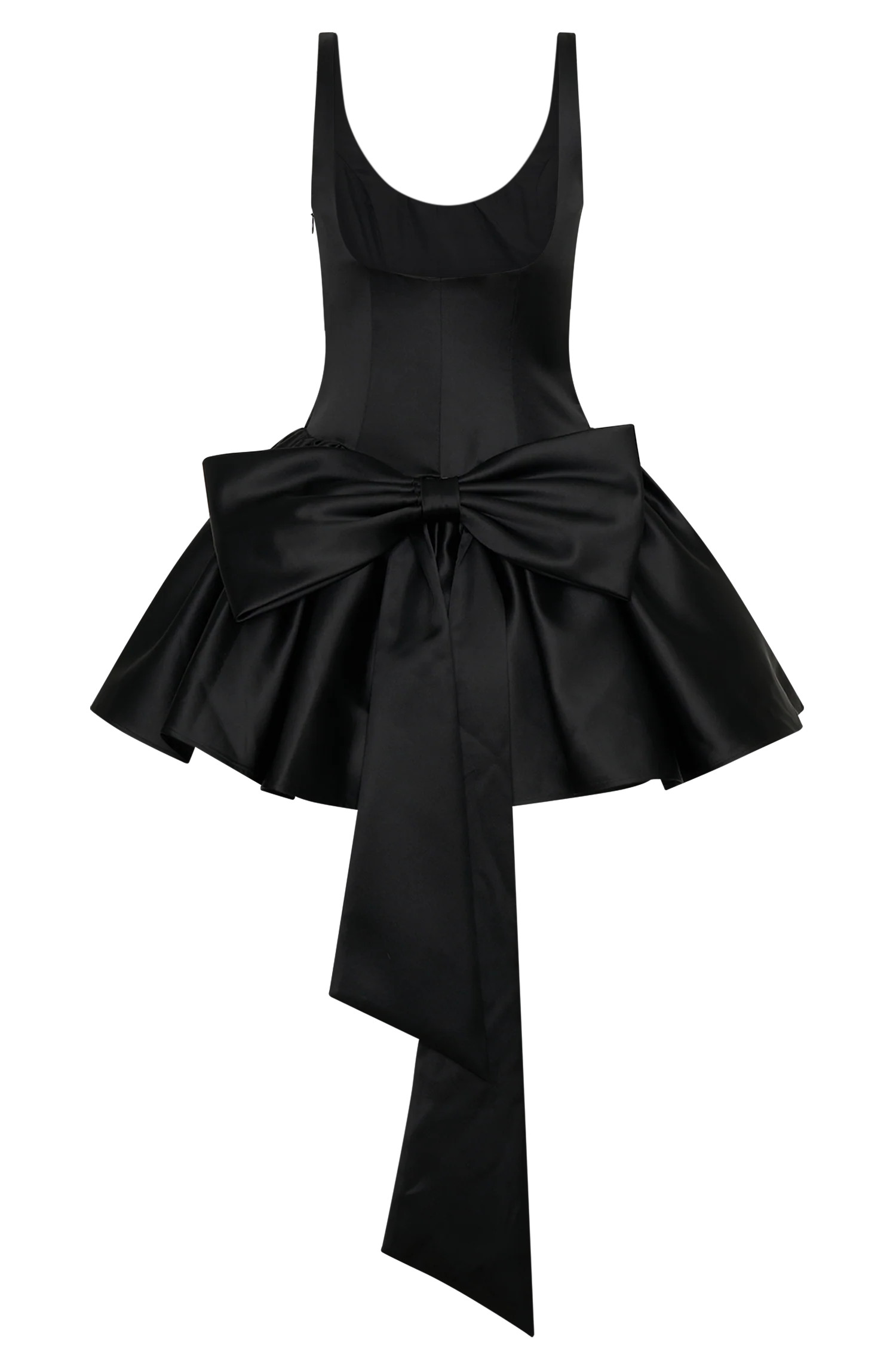 Felicia Satin Mini Dress With Bow - Black | MESHKI US