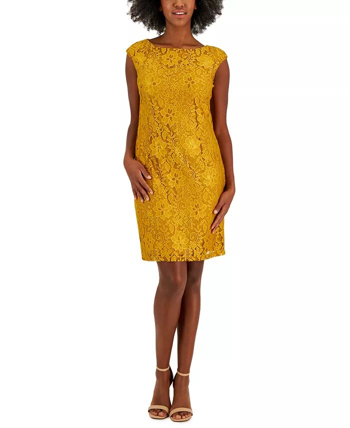 Women's Morgan Sleeveless Floral-Lace Shift Dress | Macys (US)