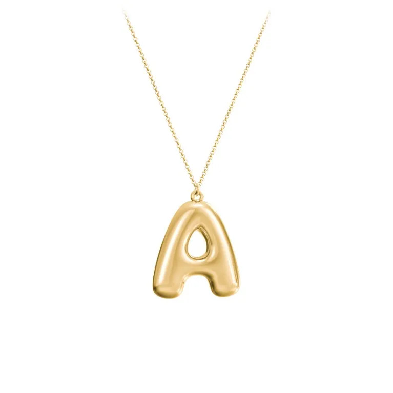 18K Gold Plated Silver Custom Bubble Initial Necklace | Jewlr