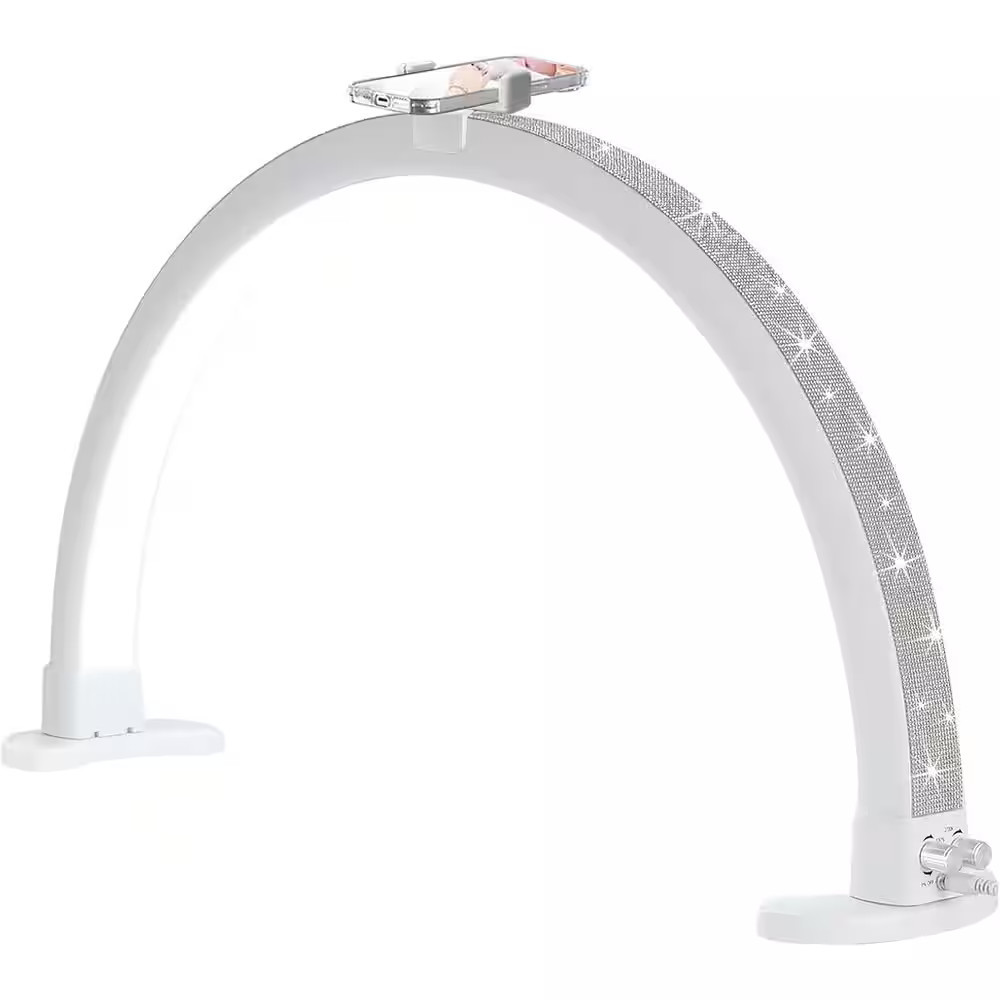 MOSZAR LLC - 29"" Half Moon Nail Desk Lamp with Phone Holder, 48W, Dimmable, White | Best Buy U.S.