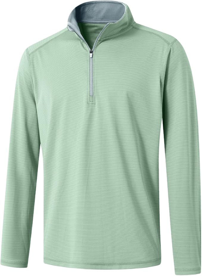 Quarter Zip Pullover Men Performance Dry Fit Stripe Mock Neck Midlayer Golf 1/4 Zip Pullover Mens... | Amazon (US)