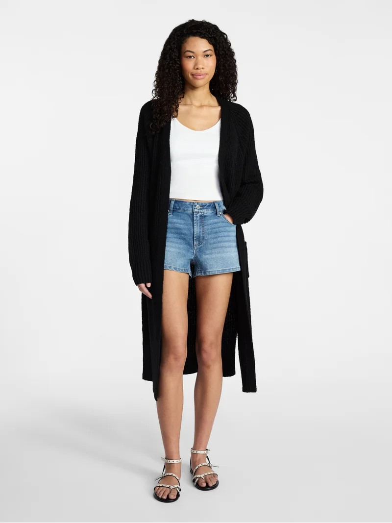 No Boundaries Ribbed Open Front Duster, Women’s XXS-XXL | Walmart (US)