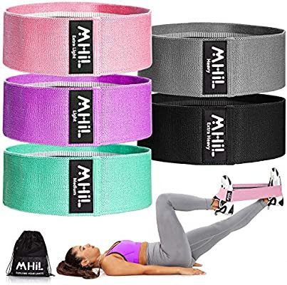 MhIL 5 Resistance Bands - Best Exercise Bands for Women and Men - Thick Elastic Fabric Workout Ba... | Amazon (US)