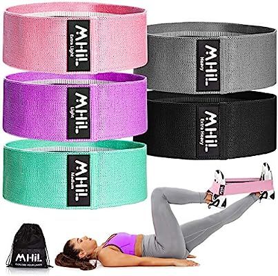 MhIL 5 Resistance Bands - Best Exercise Bands for Women and Men - Thick Elastic Fabric Workout Ba... | Amazon (US)