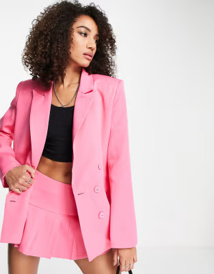 Kyo The Brand boxy double breasted blazer co-ord in hot pink | ASOS (Global)